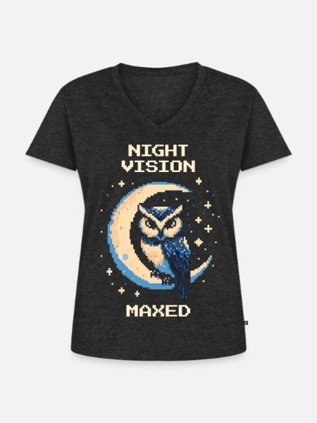 Nachtvision: auf Max | Eule Stealth - Frauen Premium Bio T-Shirt mit V-Ausschnitt - Anthrazit meliert