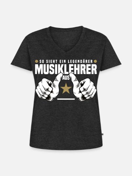 Musiklehrer - Frauen Premium Bio T-Shirt mit V-Ausschnitt - Anthrazit meliert