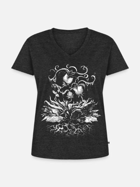 Botanischer Hunger - Frauen Premium Bio T-Shirt mit V-Ausschnitt - Anthrazit meliert