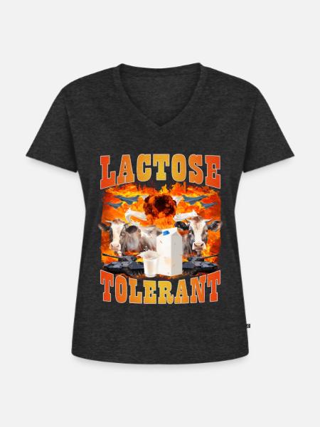 Laktosetolerantes Sarkasmus-Meme - Frauen Premium Bio T-Shirt mit V-Ausschnitt - Anthrazit meliert