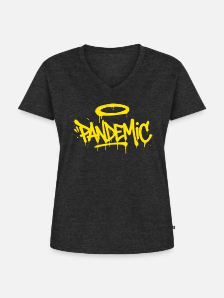 Halo Graffiti Pulse - Frauen Premium Bio T-Shirt mit V-Ausschnitt - Anthrazit meliert