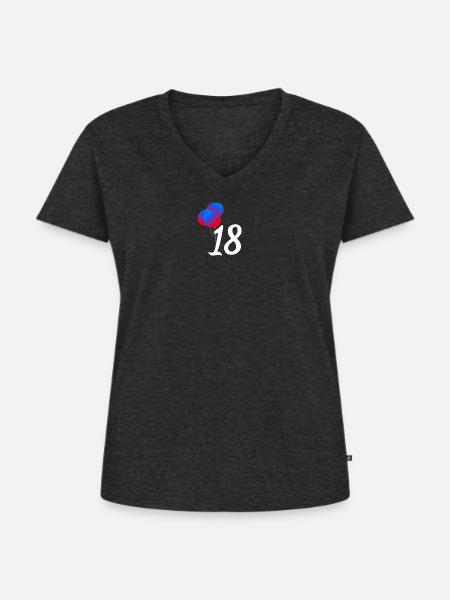 geschenkideen, 18 Luftballons - Frauen Premium Bio T-Shirt mit V-Ausschnitt - Anthrazit meliert