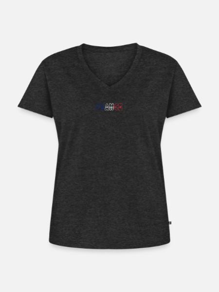 Ruhm Buchstaben Pop Art Neon - Frauen Premium Bio T-Shirt mit V-Ausschnitt - Anthrazit meliert