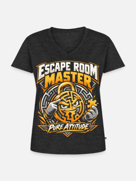 Escape Room Master - Pure Attitude - Frauen Premium Bio T-Shirt mit V-Ausschnitt - Anthrazit meliert