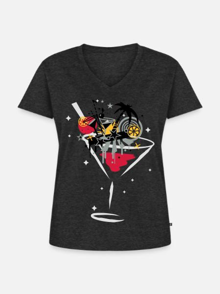 cocktail_bar - Frauen Premium Bio T-Shirt mit V-Ausschnitt - Anthrazit meliert