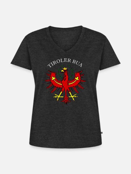 Tiroler Bua Tirol - Frauen Premium Bio T-Shirt mit V-Ausschnitt - Anthrazit meliert