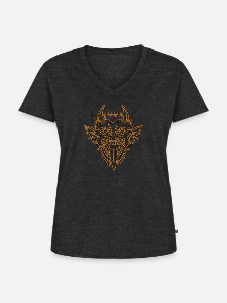 Teufel - Frauen Premium Bio T-Shirt mit V-Ausschnitt - Anthrazit meliert