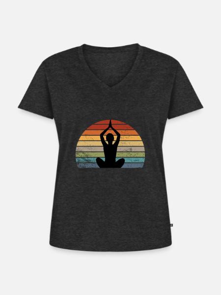 Meditation - Frauen Premium Bio T-Shirt mit V-Ausschnitt - Anthrazit meliert