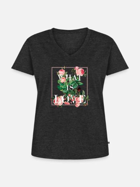 What is LOVE - Frauen Premium Bio T-Shirt mit V-Ausschnitt - Anthrazit meliert