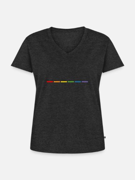 LGBT CSD T Shirt Regenbogen - Frauen Premium Bio T-Shirt mit V-Ausschnitt - Anthrazit meliert