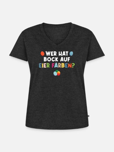 Ostern Eier färben - Frauen Premium Bio T-Shirt mit V-Ausschnitt - Anthrazit meliert
