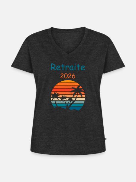 Tropischer Rückzug 2026 - Frauen Premium Bio T-Shirt mit V-Ausschnitt - Anthrazit meliert