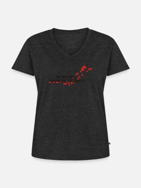 blutfleck - blood - blut - Frauen Premium Bio T-Shirt mit V-Ausschnitt - Anthrazit meliert