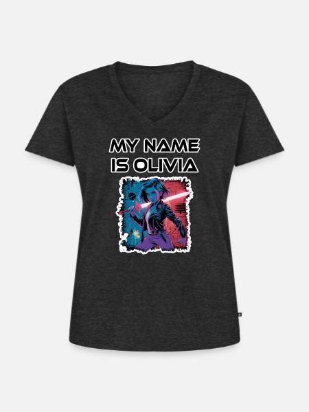 Mein Name ist Olivia 2026 - Frauen Premium Bio T-Shirt mit V-Ausschnitt - Anthrazit meliert