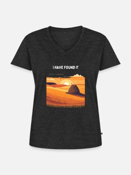 Nadel im Heuhaufen - Frauen Premium Bio T-Shirt mit V-Ausschnitt - Anthrazit meliert