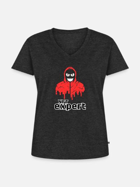 NFT - Experte für digitale Vermögenswerte - Frauen Premium Bio T-Shirt mit V-Ausschnitt - Anthrazit meliert
