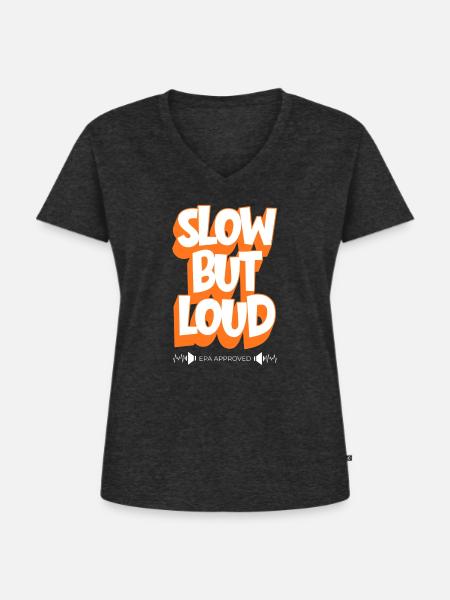 Langsam, aber laut – EPA genehmigt - Frauen Premium Bio T-Shirt mit V-Ausschnitt - Anthrazit meliert