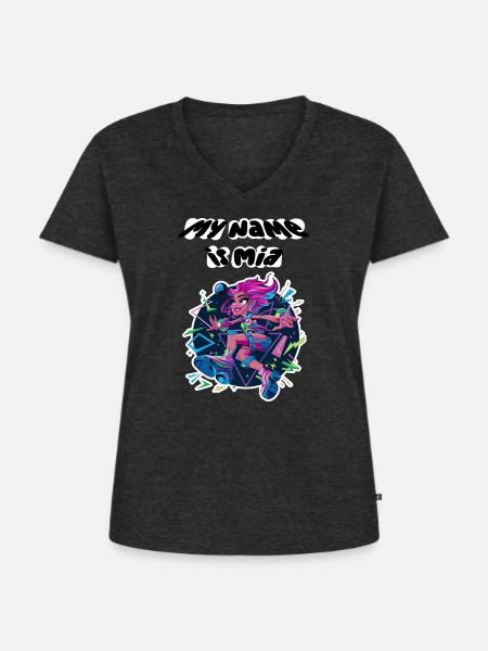 Mein Name ist Mia 2026 - Frauen Premium Bio T-Shirt mit V-Ausschnitt - Anthrazit meliert