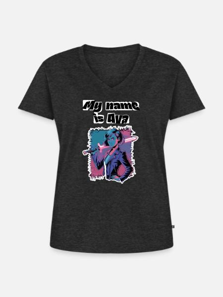 Mein Name ist Ava 2026 - Frauen Premium Bio T-Shirt mit V-Ausschnitt - Anthrazit meliert