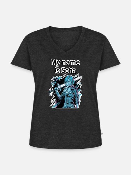 Mein Name ist Sofia 2026 - Frauen Premium Bio T-Shirt mit V-Ausschnitt - Anthrazit meliert