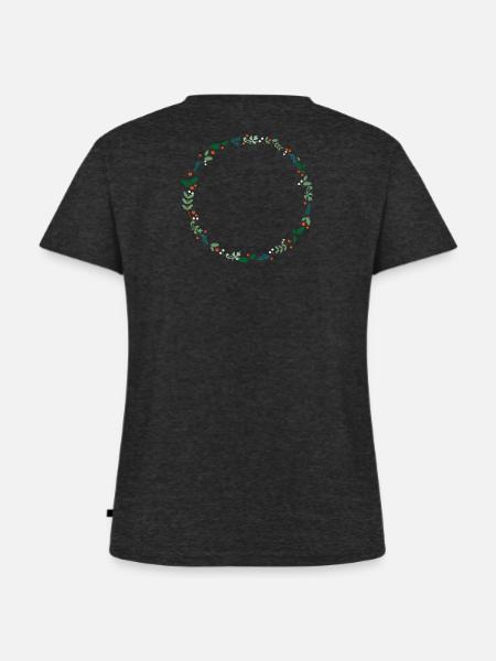 springendes Rentier - Frauen Premium Bio T-Shirt mit V-Ausschnitt - Anthrazit meliert