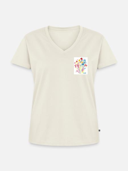 Freunde - Frauen Premium Bio T-Shirt mit V-Ausschnitt - Naturweiß
