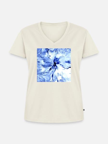 Blaues Bild - Frauen Premium Bio T-Shirt mit V-Ausschnitt - Naturweiß