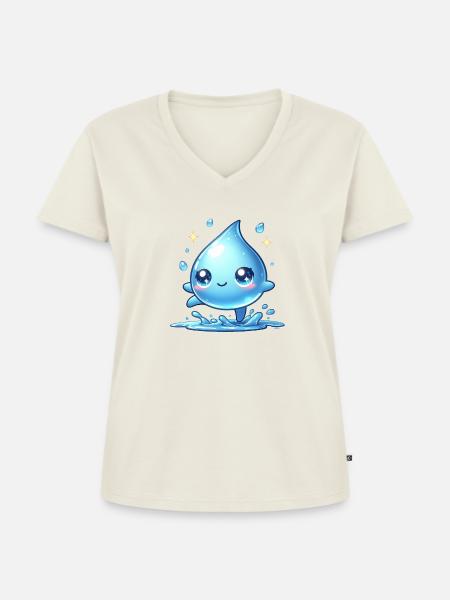 Wasser - Frauen Premium Bio T-Shirt mit V-Ausschnitt - Naturweiß
