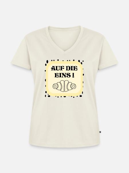 HAMBURG FRANZBRÖTCHEN EINS - Frauen Premium Bio T-Shirt mit V-Ausschnitt - Naturweiß