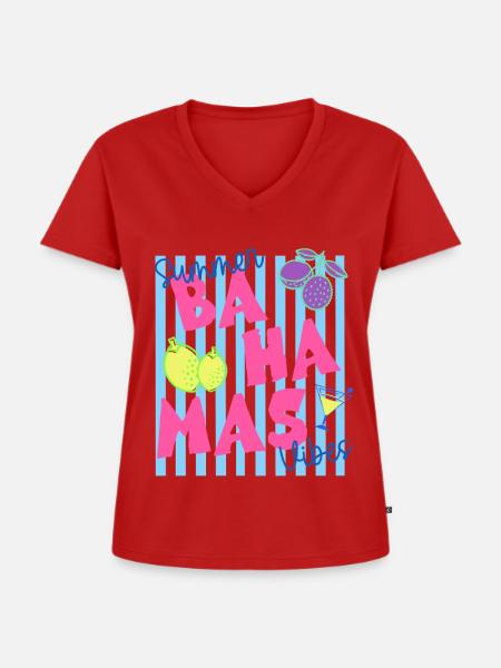 Sommer Bahamas Vibes Tropical Tee - Frauen Premium Bio T-Shirt mit V-Ausschnitt - Rot