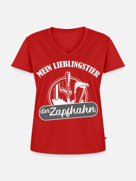 Mein Lieblingszapfhahn - Frauen Premium Bio T-Shirt mit V-Ausschnitt - Rot