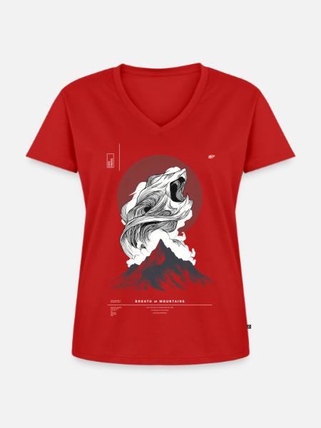 Welle über Berggipfel Kreis - Frauen Premium Bio T-Shirt mit V-Ausschnitt - Rot