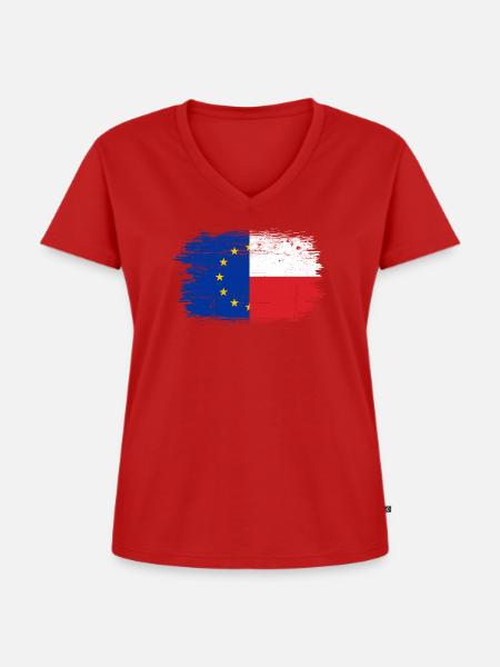 Fusion der EU-Frankreich-Flagge - Frauen Premium Bio T-Shirt mit V-Ausschnitt - Rot