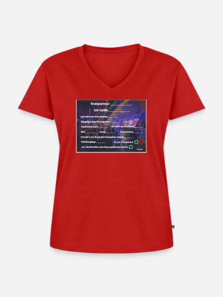Kneipentour Accessoire Fun - Frauen Premium Bio T-Shirt mit V-Ausschnitt - Rot