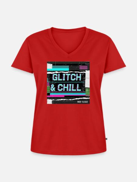 Glitch & Chill - Frauen Premium Bio T-Shirt mit V-Ausschnitt - Rot