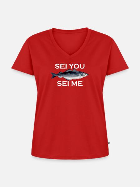 Sag, du sagst, ich - Frauen Premium Bio T-Shirt mit V-Ausschnitt - Rot