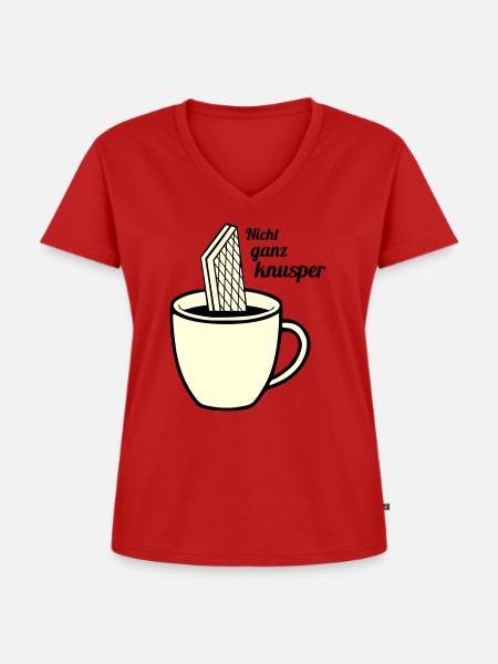 nicht ganz knusper - Frauen Premium Bio T-Shirt mit V-Ausschnitt - Rot