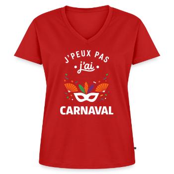Karneval - Frauen Premium Bio T-Shirt mit V-Ausschnitt - Rot - Vorne - AI Model Female 172 dark (172cm)
