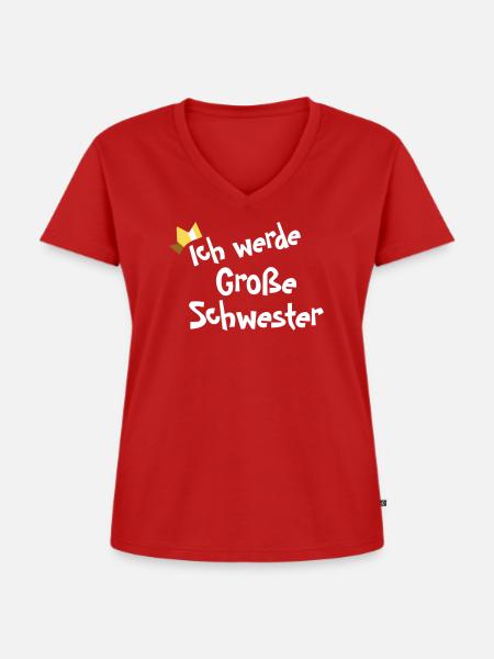 Ich werde Große Schwester - Frauen Premium Bio T-Shirt mit V-Ausschnitt - Rot