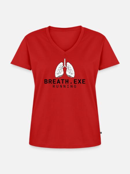 Breath.exe Running | Mindfulness Humor - Frauen Premium Bio T-Shirt mit V-Ausschnitt - Rot