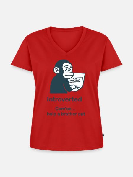 Introvertiert – Hilfe - Frauen Premium Bio T-Shirt mit V-Ausschnitt - Rot