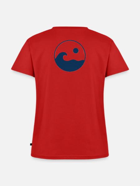 Kreiswellen Sonnenlogo - Frauen Premium Bio T-Shirt mit V-Ausschnitt - Rot