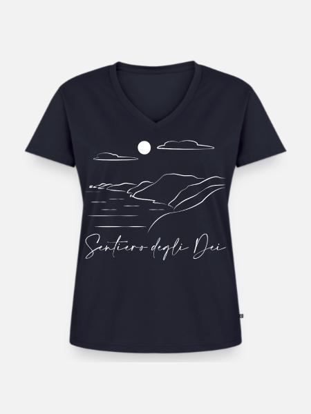 Pfad der Götter Lineart - Frauen Premium Bio T-Shirt mit V-Ausschnitt - Navy