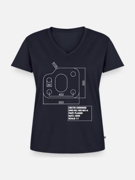 CAD-Designerhemd 2.0 | HELT3C DESIGNED - Frauen Premium Bio T-Shirt mit V-Ausschnitt - Navy