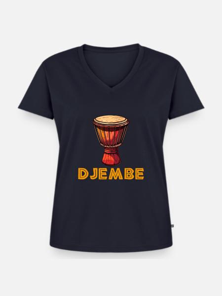 djembe african drums - Frauen Premium Bio T-Shirt mit V-Ausschnitt - Navy