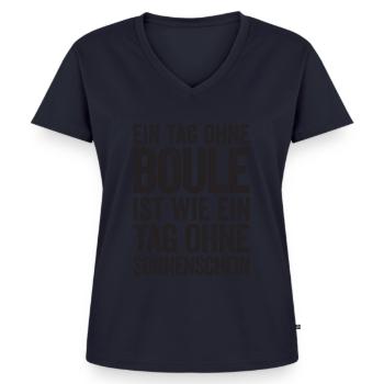 Ein Tag ohne Boule ist wie... Bouler Boulespieler - Frauen Premium Bio T-Shirt mit V-Ausschnitt - Navy - Vorne - AI Model Female 172 light (172cm)