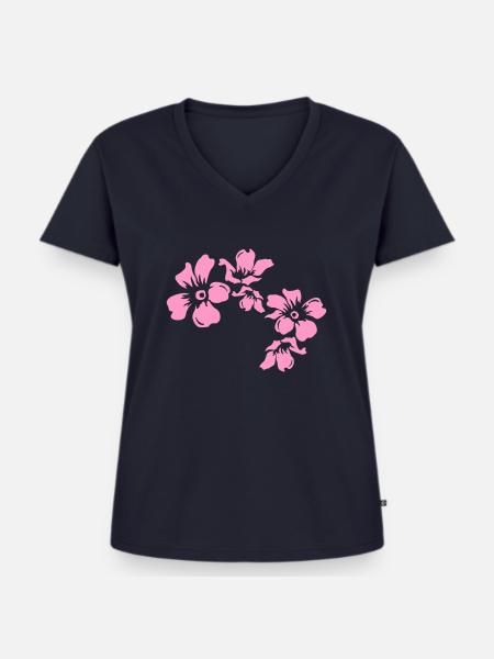 flowers - Frauen Premium Bio T-Shirt mit V-Ausschnitt - Navy