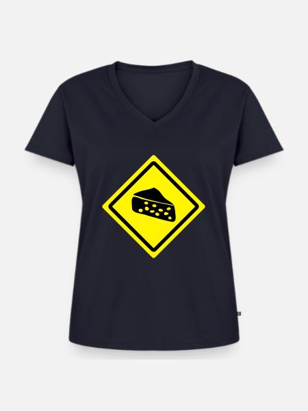 cheese roadsign - Frauen Premium Bio T-Shirt mit V-Ausschnitt - Navy