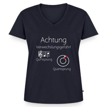 Quintsprung Quantsprung - Frauen Premium Bio T-Shirt mit V-Ausschnitt - Navy - Vorne - AI Model Female 172 light (172cm)