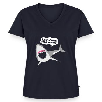 Ich bin ein Hai! - Frauen Premium Bio T-Shirt mit V-Ausschnitt - Navy - Vorne - AI Model Female 172 light (172cm)